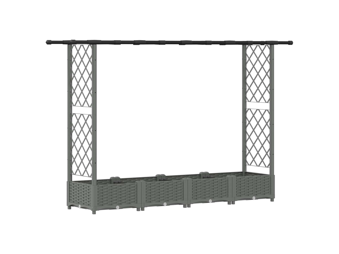 Conjunto 1 Canteiro De Jardim Elevado Vidaxl Cinzento-claro Polipropileno (203 X 40 X 121 Cm)