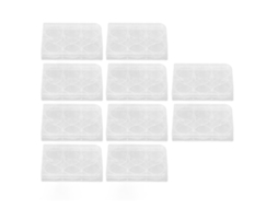 Conjunto de 10 placas de cultura transparentes e uniformes com tampa de 6 poços para laboratório de biologia.