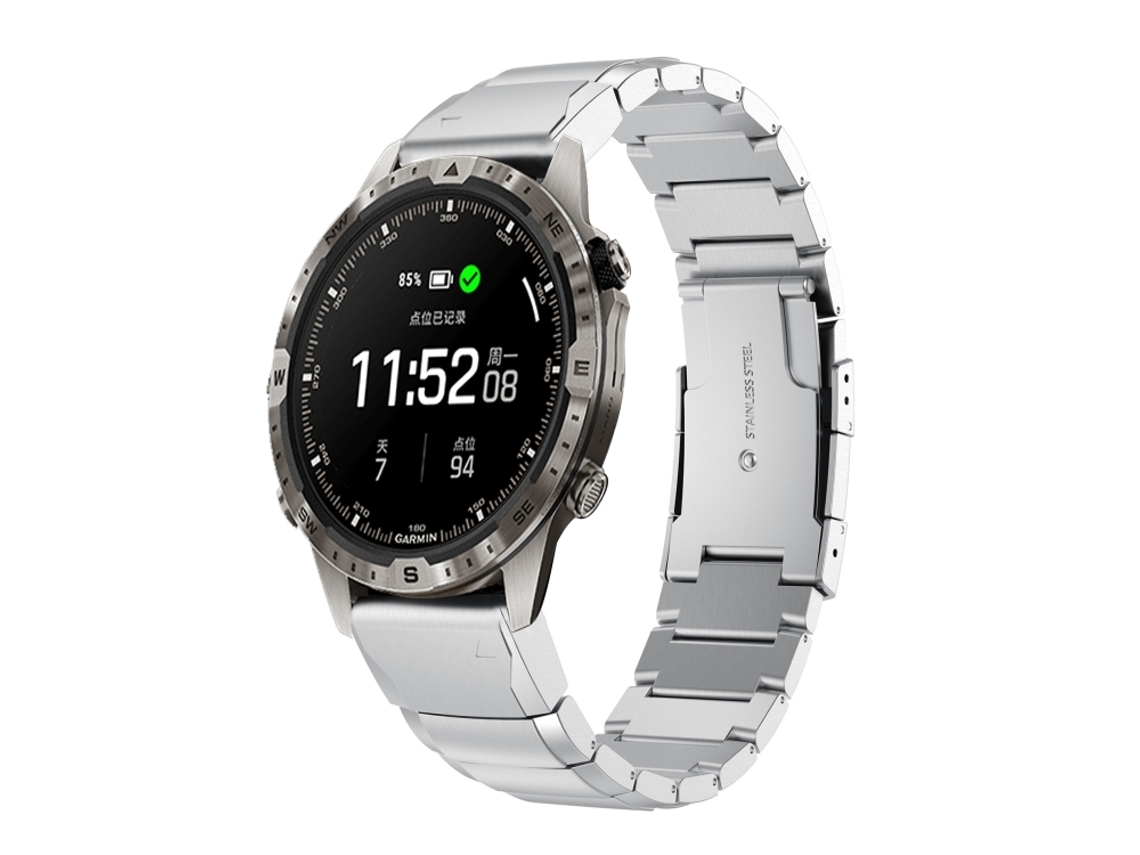 Bracelete para Garmin Marq Adventurer Gen 2 Aço Inoxidável com Estampa de Casco de Tartaruga Prata XIAOMOYU (22mm)