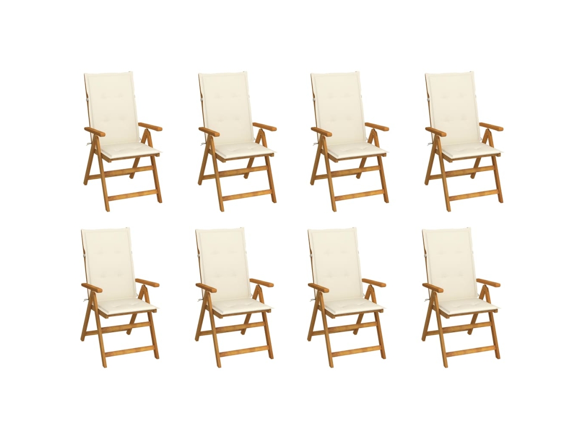Folding Chair, Folding Chairs Vidaxl Creme Madeira (120 X 50 X 3 Cm)
