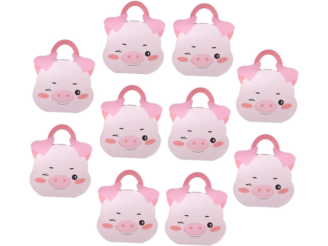 Kichouse 10-caixas De Presente Em Formato Porquinho Rosa, Caixas De Papel Dobráveis Para Doces Em Chás Bebê E Festas