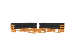 Vidaxl 6 Pcs Conjunto Lounge Paletes Pinho Impregnado Castanho Mel