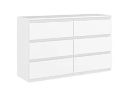 Cômoda BTFORUS 6 gavetas em madeira com guias metálicas 120x39x75 cm branco
