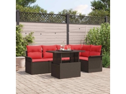 Vidaxl Conjunto De Sofá De Jardim 6 Unid. Castanho