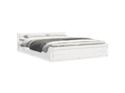 Estrutura de Cama Casal 135x190 cm Madeira Maciça Branco MAISON EXCLUSIVE