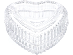 Caixa Vidro Formato Coração Tampa Estilo Retrô Elegante Decoração Escritório Porta Joias Transparente Casa GOKOCO