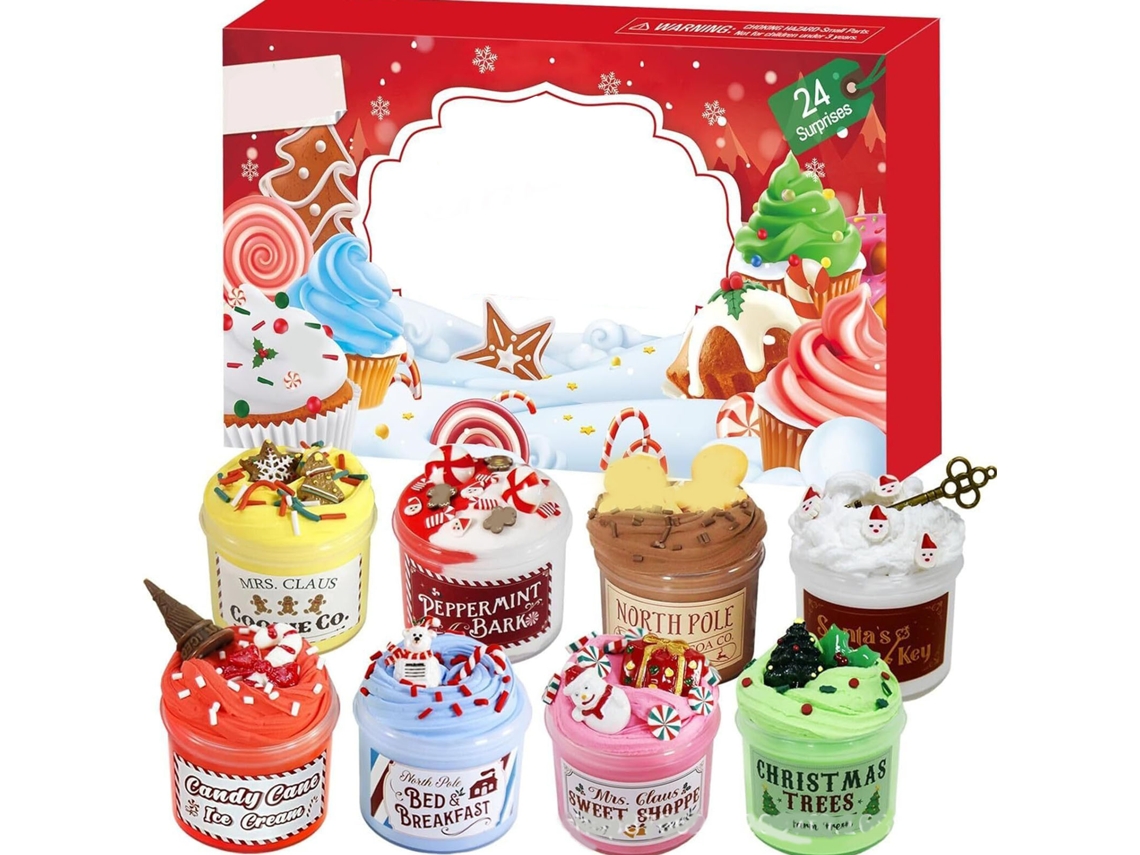 Calendário do Advento 2024 24 Dias com Slime e Enfeites Kit para Crianças Natal