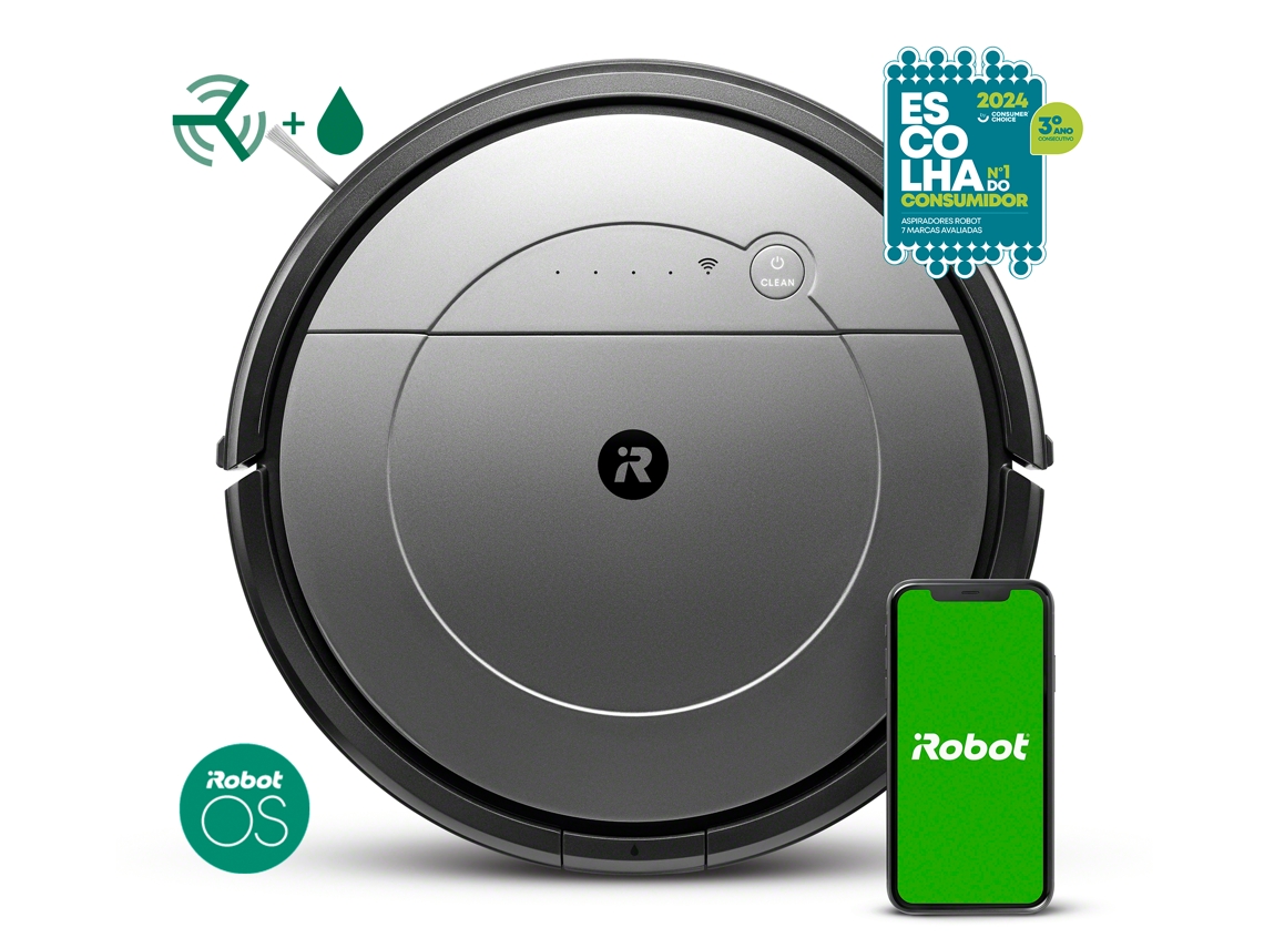 Aspirador Robô + Mopa IROBOT Roomba Combo (Autonomia 100 min - Cinzento)