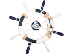 Luminária Pendente Madeira Estilo Mediterrâneo Formato Timão Navio Fácil Pendurar Ideal Decoração Paredes GOKOCO