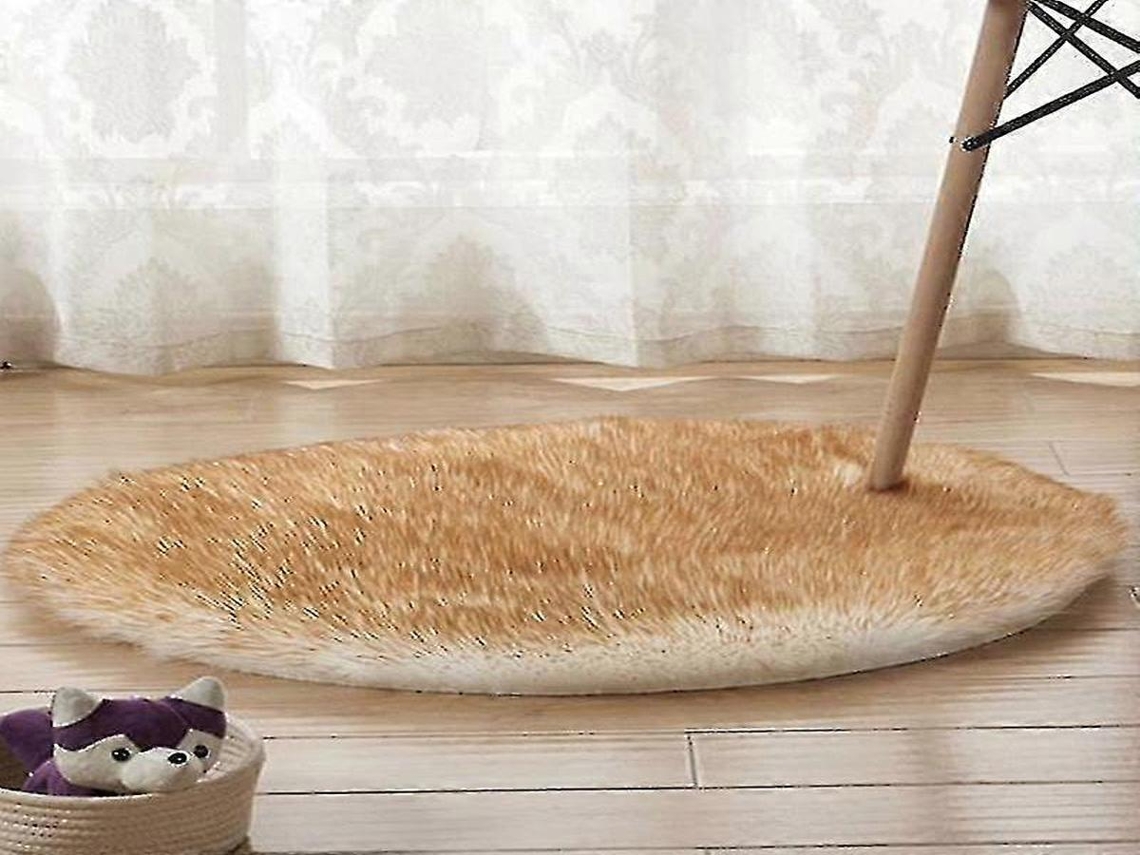 Lurelia Tapete Redondo Infantil Lavável Macio Fofo Fibra Acrílica Lã Artificial Branco Amarelo Sala Quarto