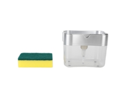 Dispensador de Sabão Manual Portátil em Abs com Esponja para Cozinha Silver S/MARCA
