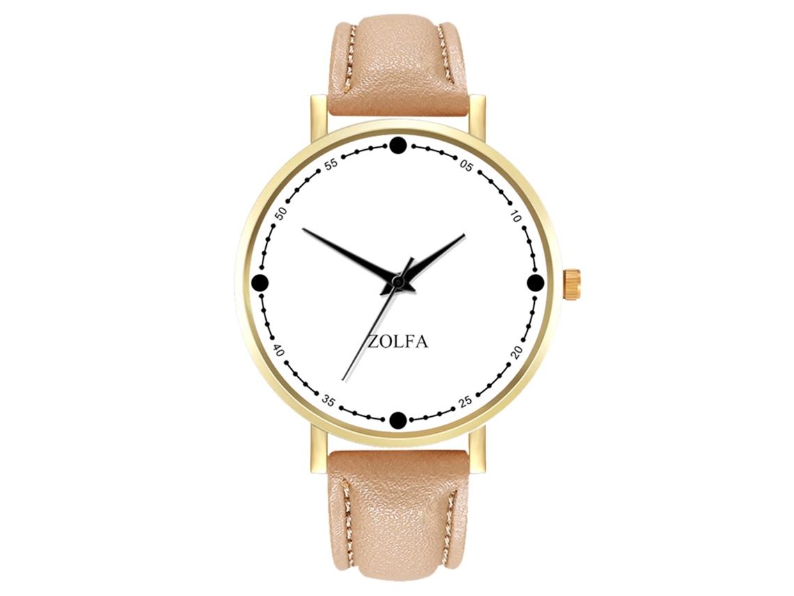 Relógio de Pulseira Casal de Quartzo com Pulseira de Pu Estilo Casual Bege