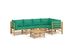 Maison Exclusive - 6 Pcs Conjunto Lounge De Jardim Bambu C/ Almofadões Verdes