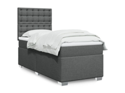 Vidaxl Cama Com Molas/colchão 80x200 Cm Tecido Cinzento-escuro