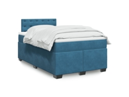 Cama Boxspring Com Colchão 120x190 Cm Veludo Azul-escuro