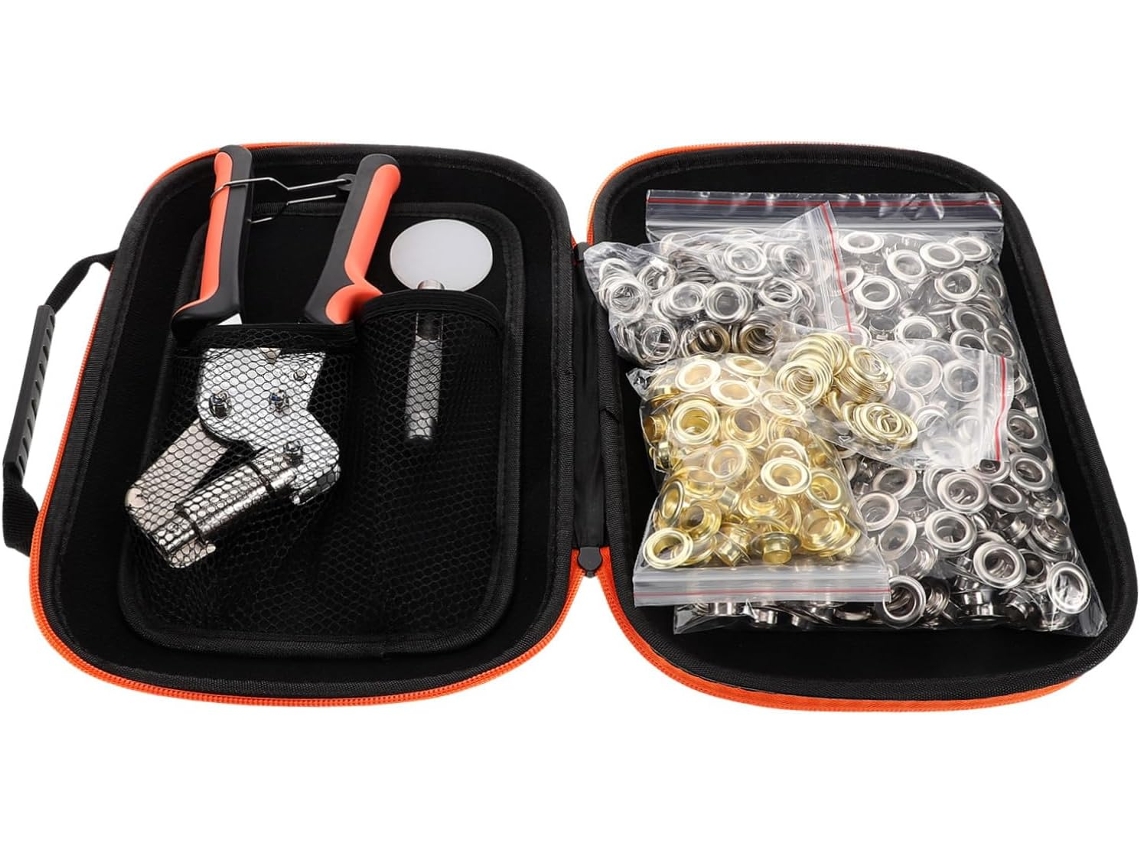 Kit de Ferramentas para Ilhós com Alicate e Acessórios para Furar Lonas e Tecidos Fácil de Usar. SFUSHOS