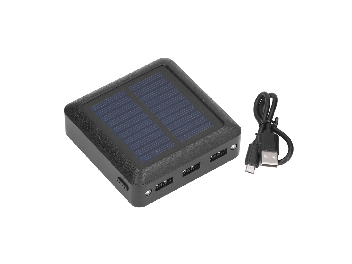 2026 bateria Solar Portátil 10000mah com 3 Saídas Usb e Luz Led para Camping e Pesca Ao Ar Livre
