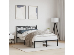Estrutura De Cama Com Cabeceira 120x190 Cm Metal Preto