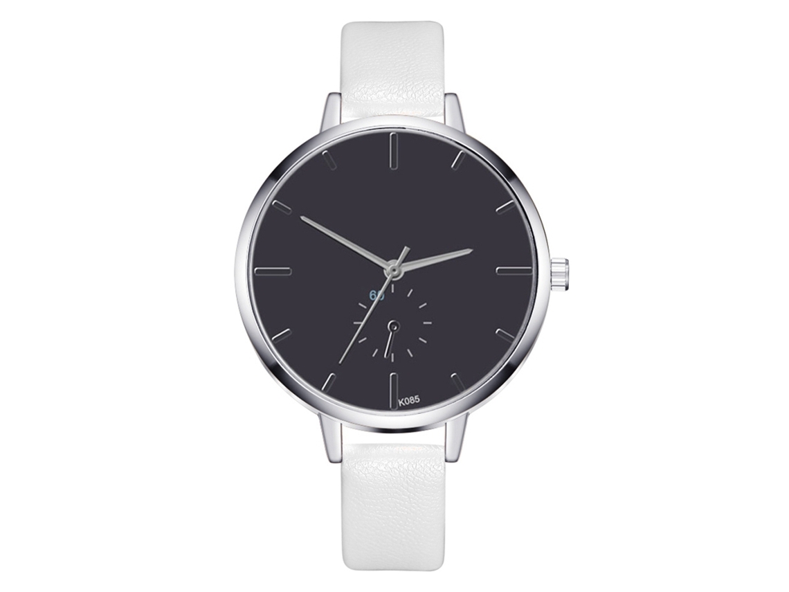 Relógio Feminino de Moda Vintage Simples com Pulseira de Couro Pu Branco