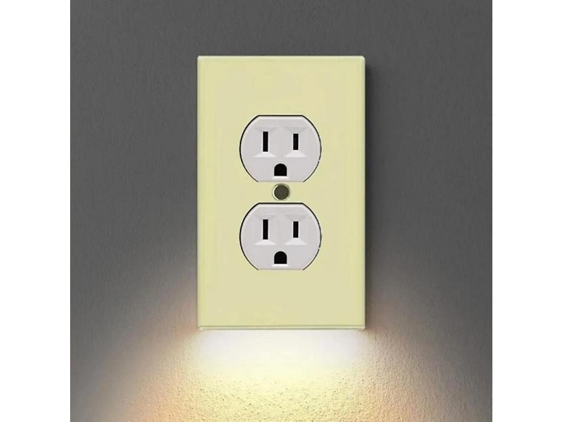 Tomacorriente Com Luz Noturna Led Sem Fio E Baterias Para Banheiro E Corredores Ronda Bege