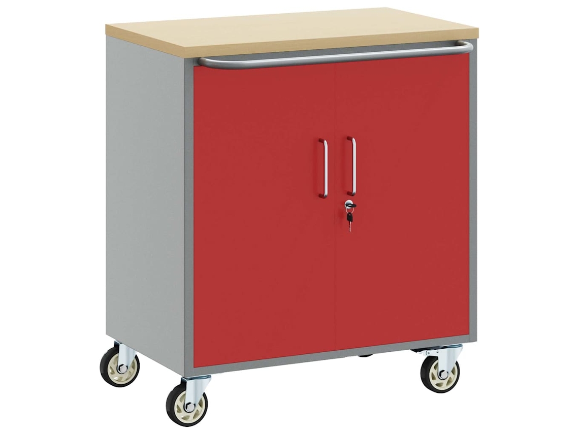 Conjunto 1 Bancada De Oficina Vidaxl Vermelho Aço (75 X 45 X 85 Cm)