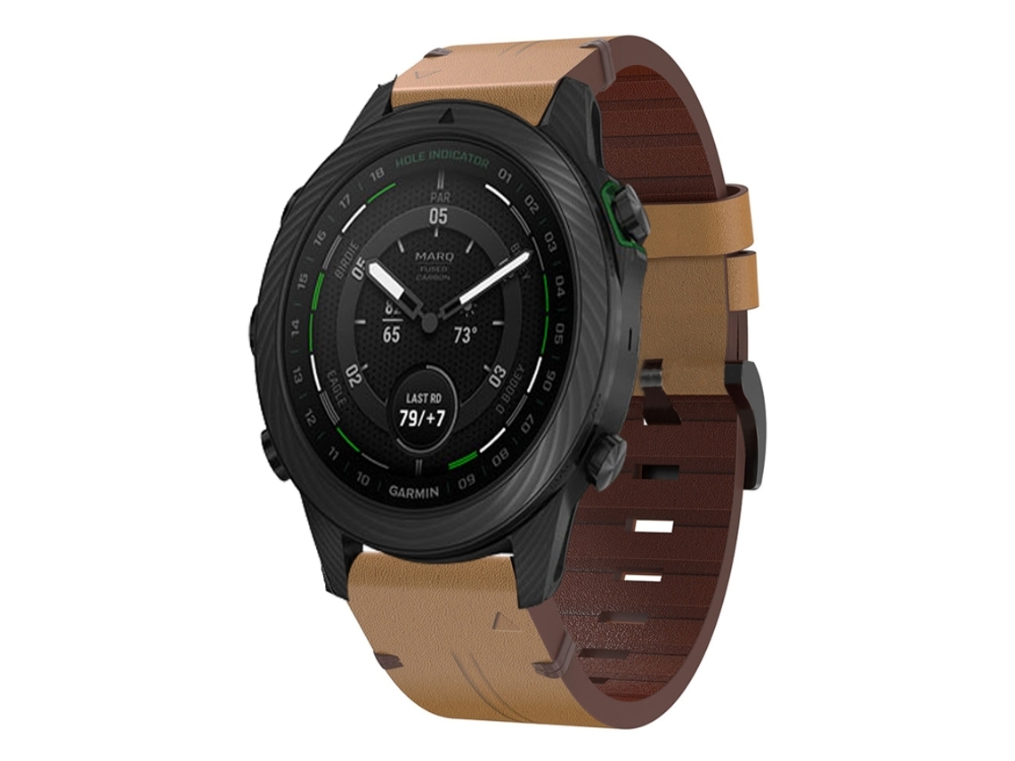 Bracelete para Garmin Marq Golfer Couro com Fivela de Aço Marrom Claro XIAOMOYU (22mm)