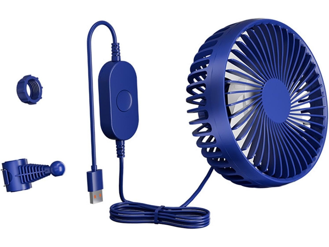 Ventilador Usb Para Carro 3 Velocidades Ajustáveis Portátil Universal Compacto 12v 24v Suvs Azul
