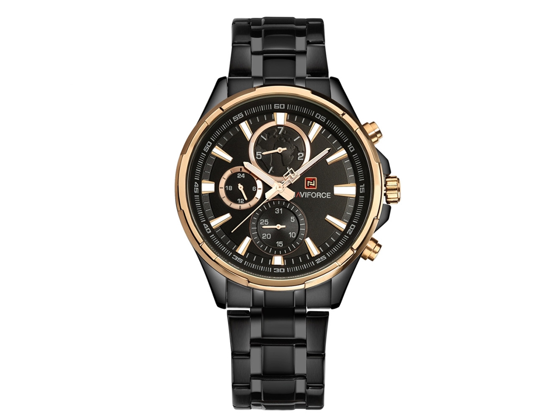 Relógio de Pulso Masculino de Aço Resistente À Água 30m Quartz com Calendário Naviforce