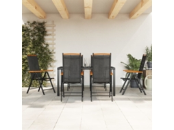 Vidaxl 7 Pcs Conjunto De Jantar Para Jardim Alumínio Preto