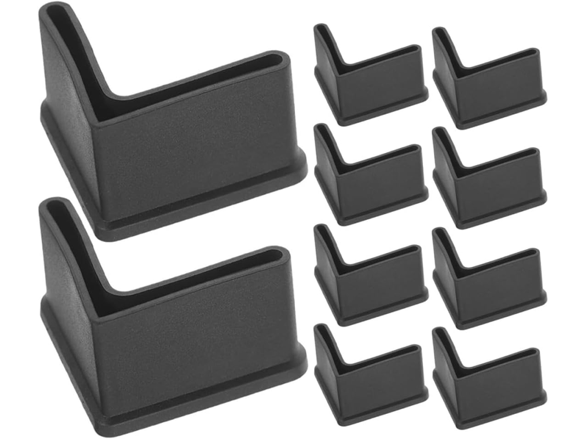 Conjunto De 10 Protetores Canto Para Pés Móveis Em Formato L, Em Borracha Preta, Para Estrutura De Cama Ou Metal