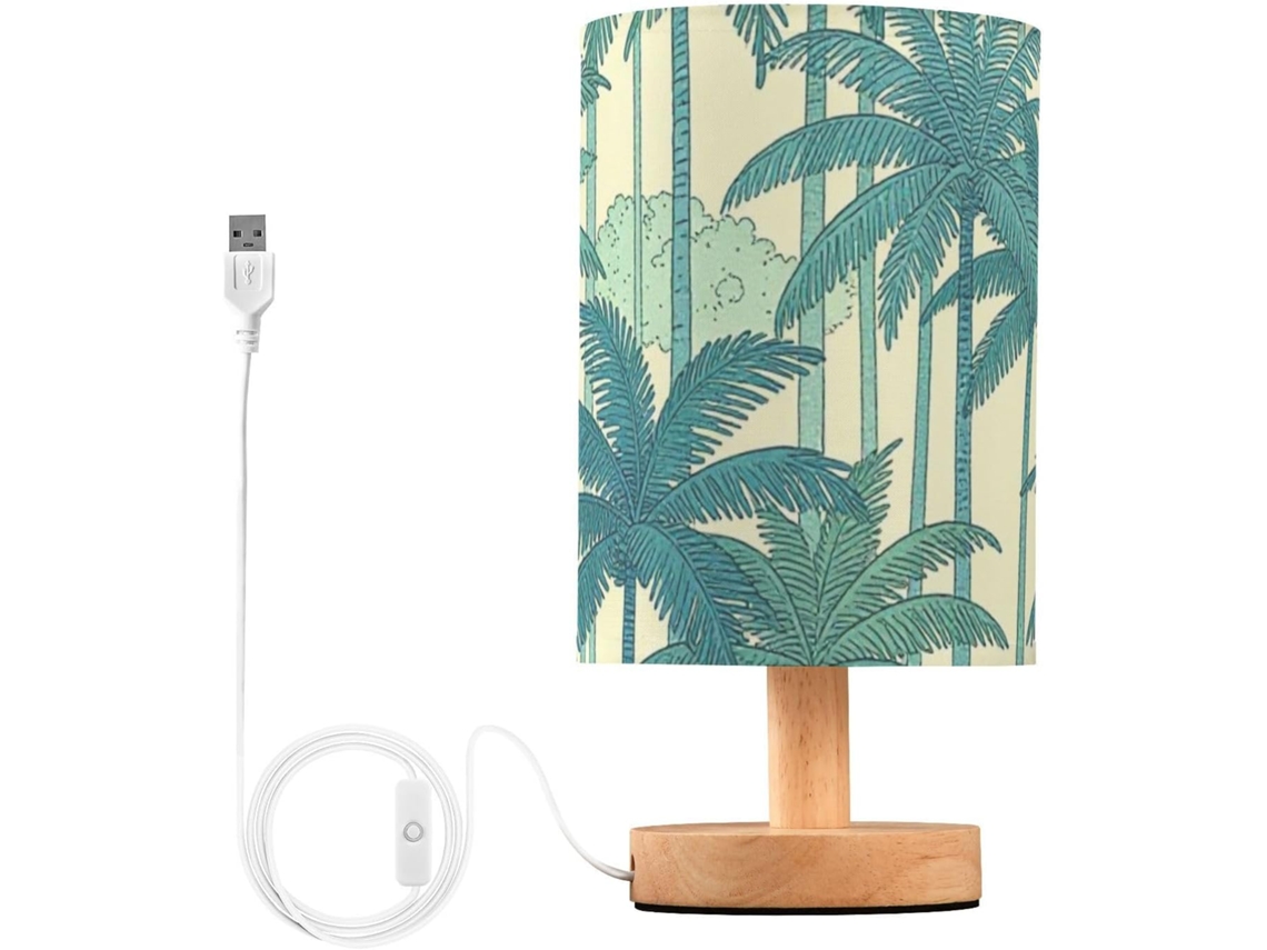 Luminária de mesa LED Yuiboo, luz suave, design com palmeiras, ideal para mesa de trabalho ou casa.