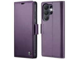 Capa Para Samsung Galaxy S26 Ultra 5g De Couro Com Fecho Borboleta Textura De Lichia E Proteção Rfid Antirroubo Roxa