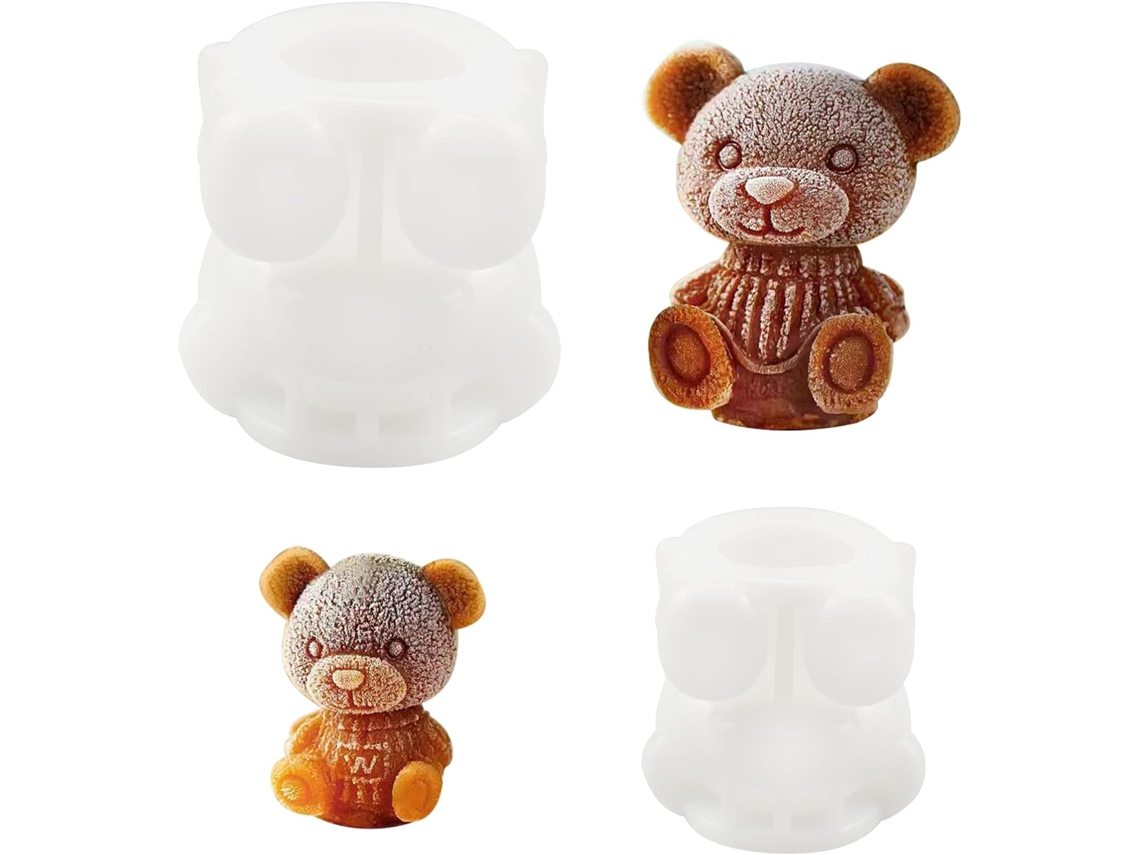 Conjunto De 2 Moldes De Silicone Em Formato Urso Polar Para Chá, Café E Suco