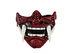 Omni máscara de Samurai Hannya Noh Kabuki Demonio Oni de Halloween Material Latex de Alta Calidad Multicolor Talla Única Rojo