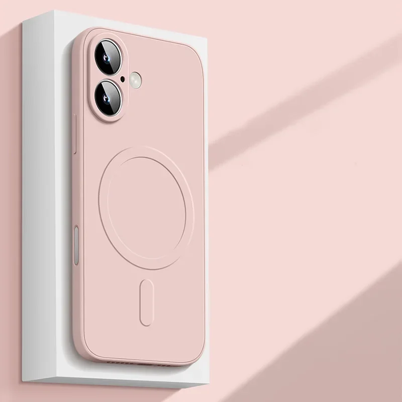 Capa Protetora Magnética De Silicone Líquido (rosa Claro Para Iphone 11), Compatível Com Carregamento Sem Fio, Capa Macia.