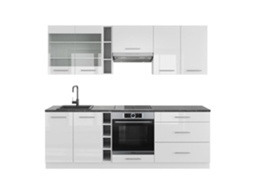 Cozinha Fame-Line, 235 cm sem bancada, branco brilhante/branco VICCO
