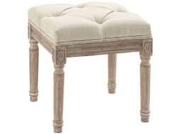 Banco Estilo Vintage Assento Capitonê Pés Madeira Esculpidos 40x40x43 Cm Bege