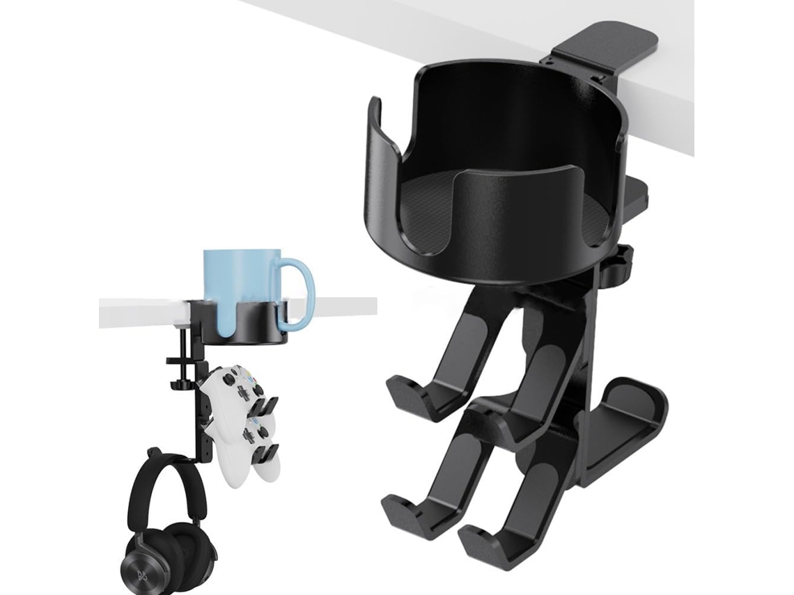 Suporte Giratório 3em 1 Para Fones De Ouvido E Porta Copos, Organizador De Mesa Compacto Para Controles E Copos, Suporte