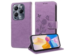 Capa De Celular Em Couro Com Estampa De Borboletas E Flores Em Relevo Para Infinix Note 40 Pro 4g / 5g / Note 40 Pro+