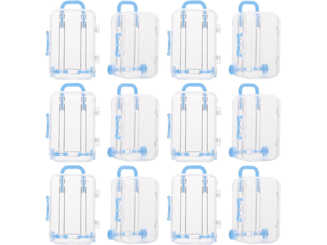 Conjunto De 12 Caixas Transparentes Para Lembrancinhas Casamento, Com Design De Maleta Pequena Azul Clara, Ideais Para