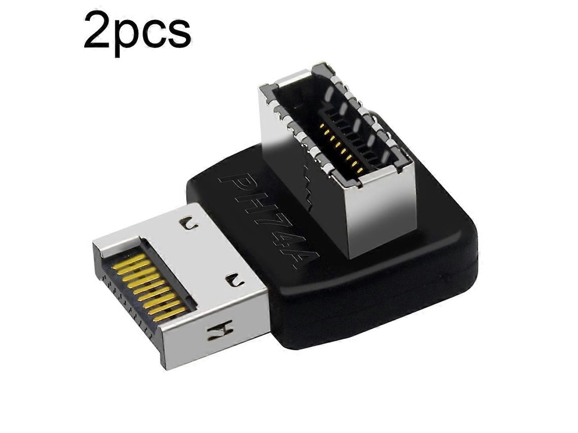 2 Unidades Adaptador Usb 3.1 Tipo E Para Placa Mãe Conector Angular 90 Graus Frontal Tipo C