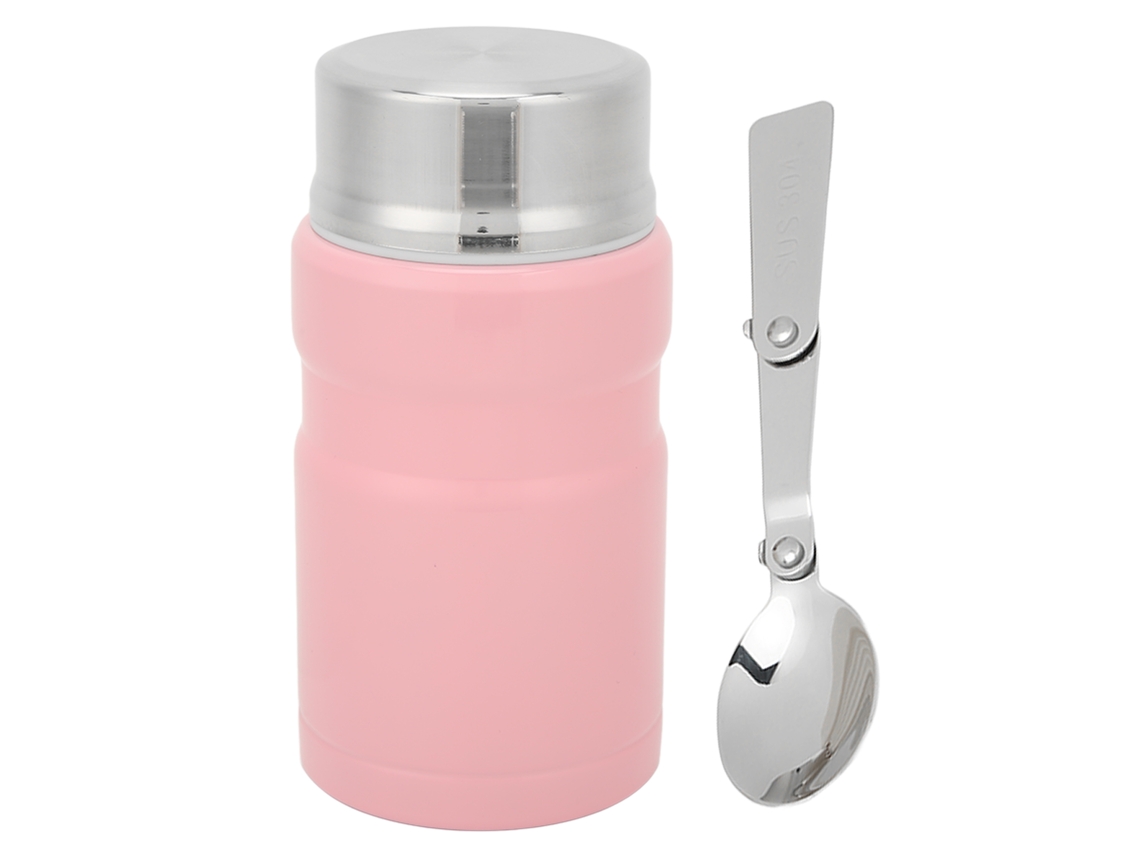 Pote térmico inox Business, 750ml, com colher, para almoço, sopa, lanche, rosa, MARCA
