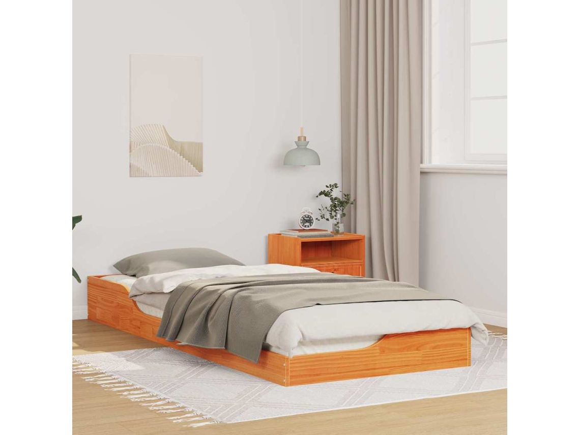 Vidaxl Estrutura da Cama Marrom Cera 80 X 220 Cm