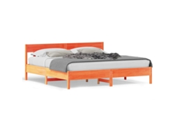 Cama Sem Colchão 200x200 Cm Pinho Maciço Castanho mel MAISON EXCLUSIVE