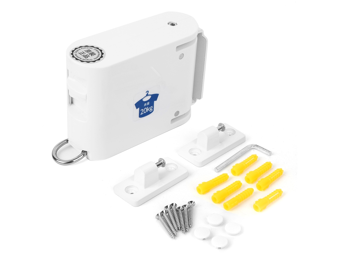Corda de secagem telescópica parede retrátil gancho de roupas branco 4m 20kg S/MARCA