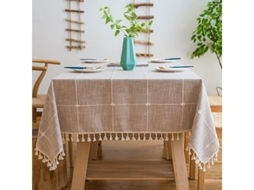 Toalha de mesa retangular, resistente a manchas, impermeável, para uso externo, feita de algodão e linho, adequada para cozinha e jardim. OEM (quadrada marrom, 140 x 180 cm)
