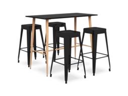 Vidaxl 5 Pcs Conjunto De Bar Preto