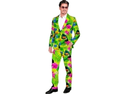 Fato divertido de festa verde tropical fashion para homens