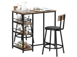 Conjunto de Jantar 3 Peças com Mesa de Bar e 2 Cadeiras MDF e Metal Preto VERIDIA CUOM