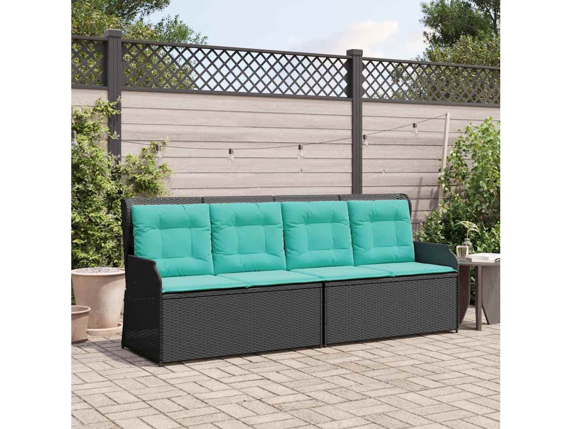 Vidaxl Banco De Jardim Preto Vime Pe